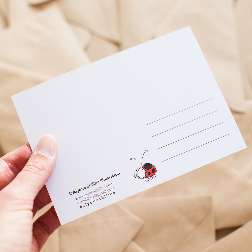 "Black Cat & Bees" postcard